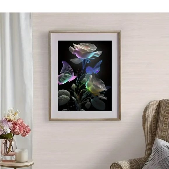 BUTTERFLIES AND THE PEACE ROSE DIAMOND PAINTING KIT by Ling Zi NWT! - Picture 3 of 6